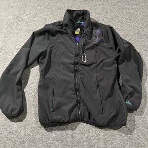 Cabela's Womens Medium Lightweight Fleece Lined Soft Shell Black Jacket Full Zip